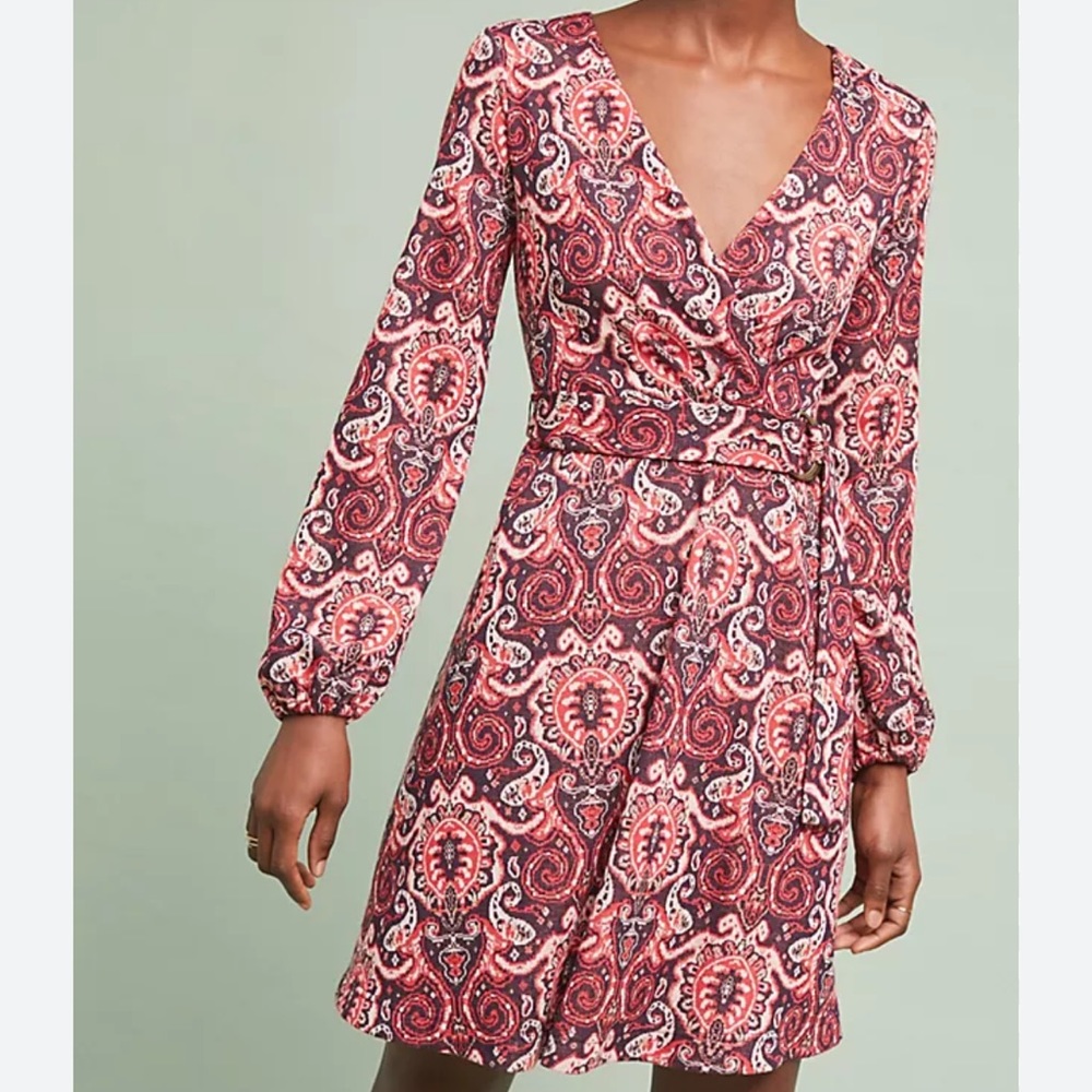 Anthropologie Maeve Paisley Belted Dress